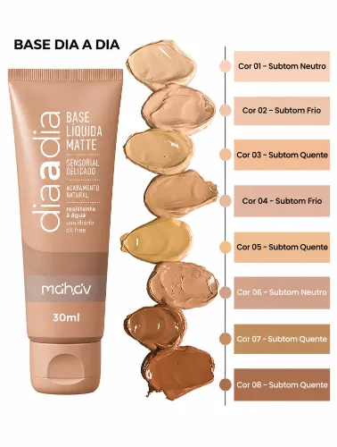 BASE LIQUIDA MATTE DIA A DIA  30ML - MAHAV