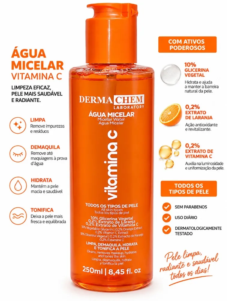 AGUA MICELAR VITAMINA C 250ML - DERMACHEM