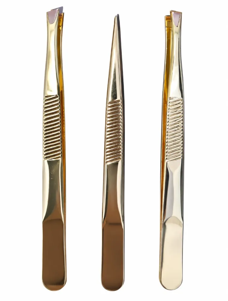 PINÇA SOBRANCELHAS MEY DOURADA BEAUTY MAKE UP