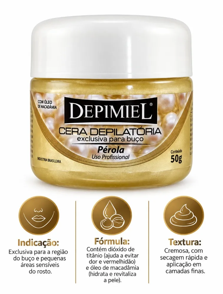 CERA DEPILATORIA PEROLA DEPIMIEL BUÇO - 50G