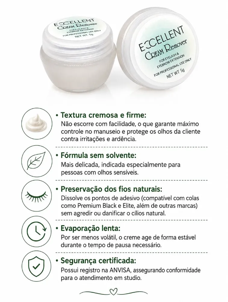 REMOVEDOR CILIOS EM CREME 5G EXCELLENT