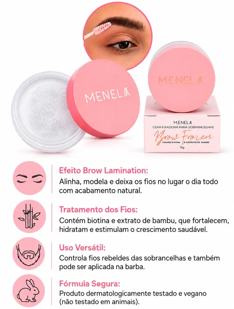 CERA FIXADORA SOBRANCELHAS BROW FROZEN - 15G MENELA
