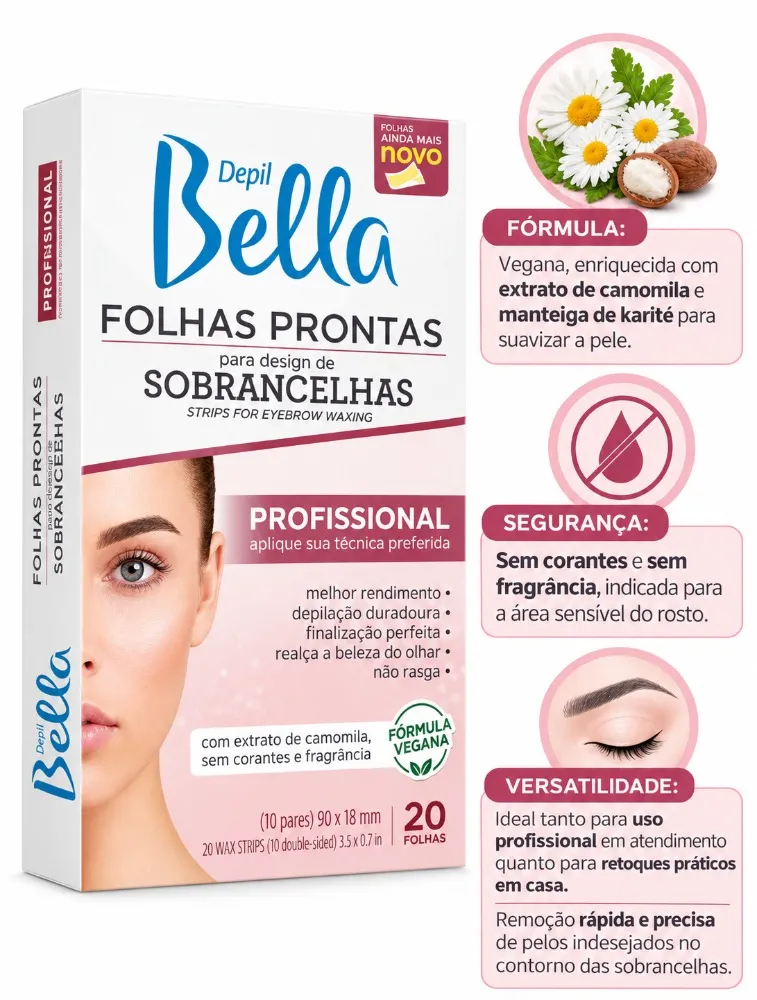 FOLHAS PRONTAS P/ SOBRANCELHAS DEPIL BELLA 20 FOLHAS