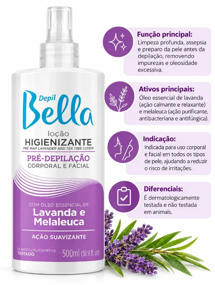 LOÇÃO LAVANDA E MELALEUCA DEPIL BELLA - 500ML