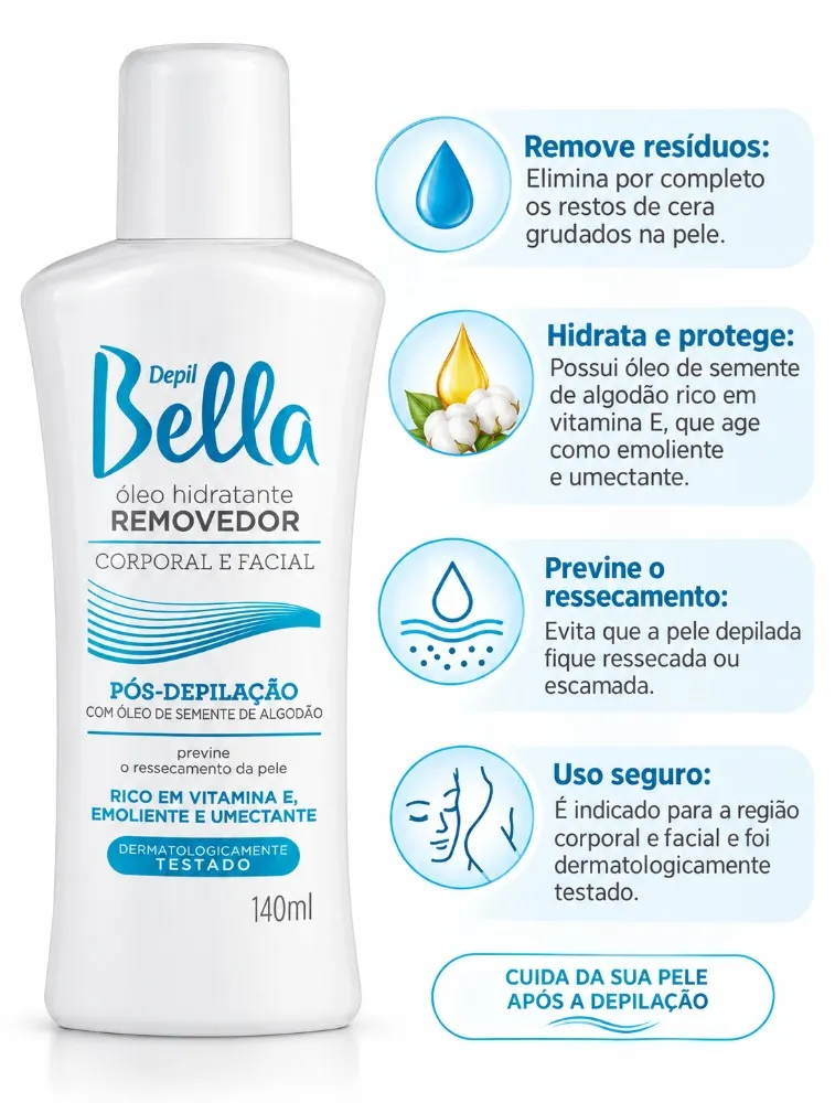 DEPIL BELLA OLEO REMOVEDOR ALGODAO - 140ML