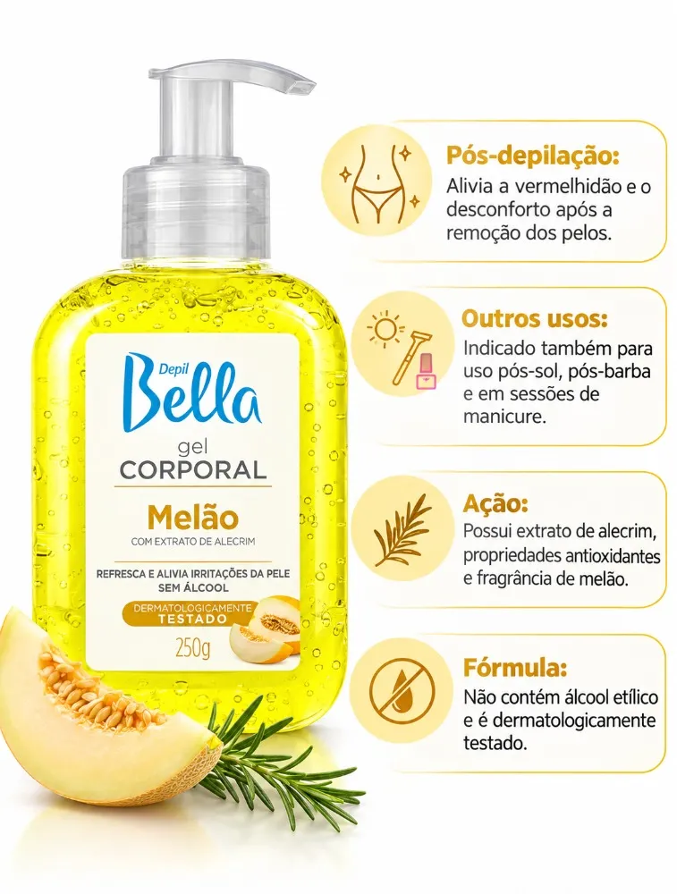 GEL CORPORAL MELÃO DEPIL BELLA 250G