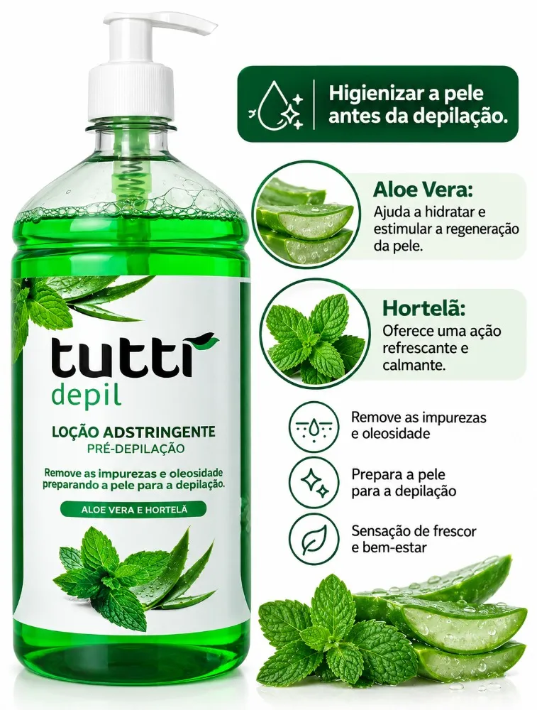 LOÇAO ADSTRINGENTE ALOE VERA E HORTELA (1LT) - TUTTI