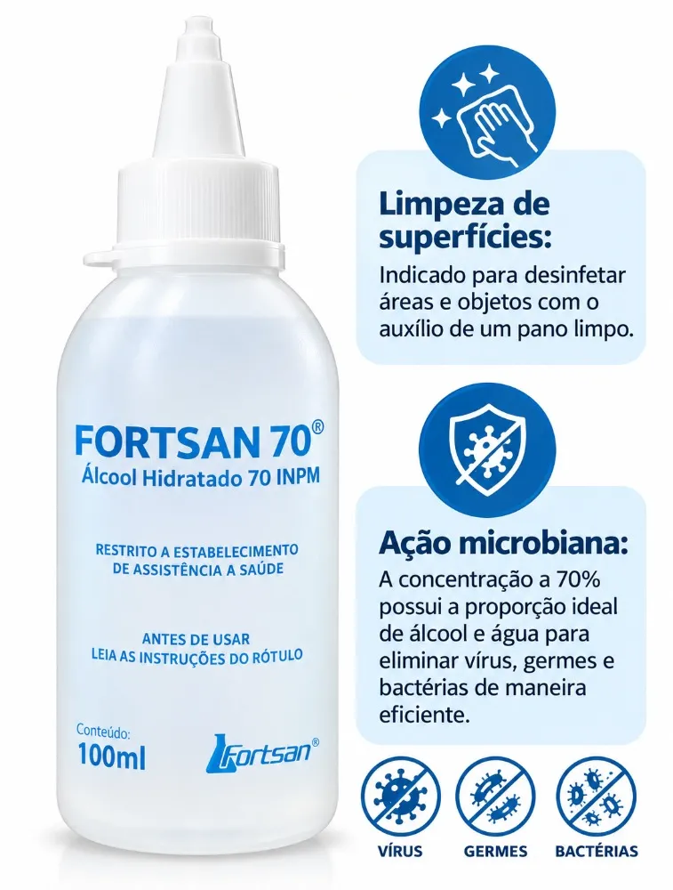 ALCOOL HIDRATADO 70% 100ML FORTSAN