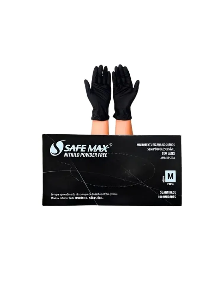 LUVA NITRILICA SAFEMAX PRETO -