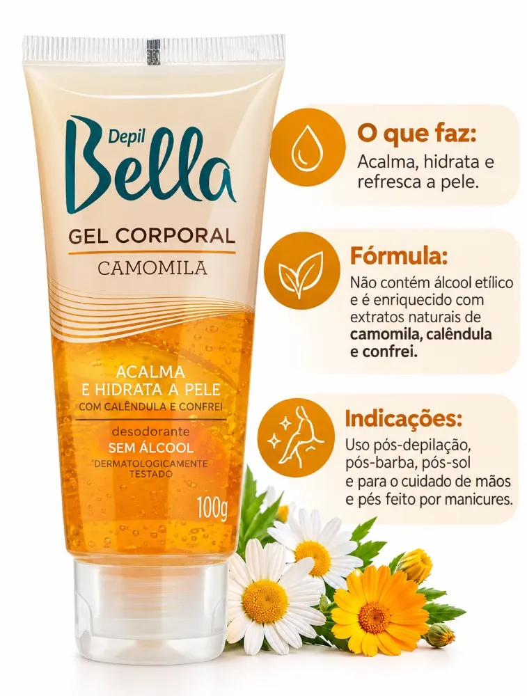 GEL CORPORAL CAMOMILA DEPIL BELLA 100G