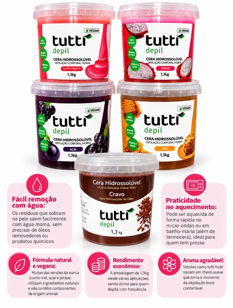 CERA HIDROSSOLUVEL 1,3KG - TUTTI DEPIL