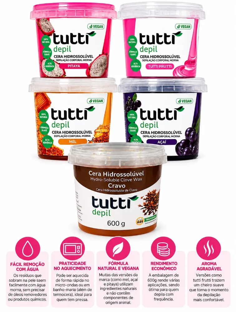 CERA HIDROSSOLUVEL 600G - TUTTI DEPIL