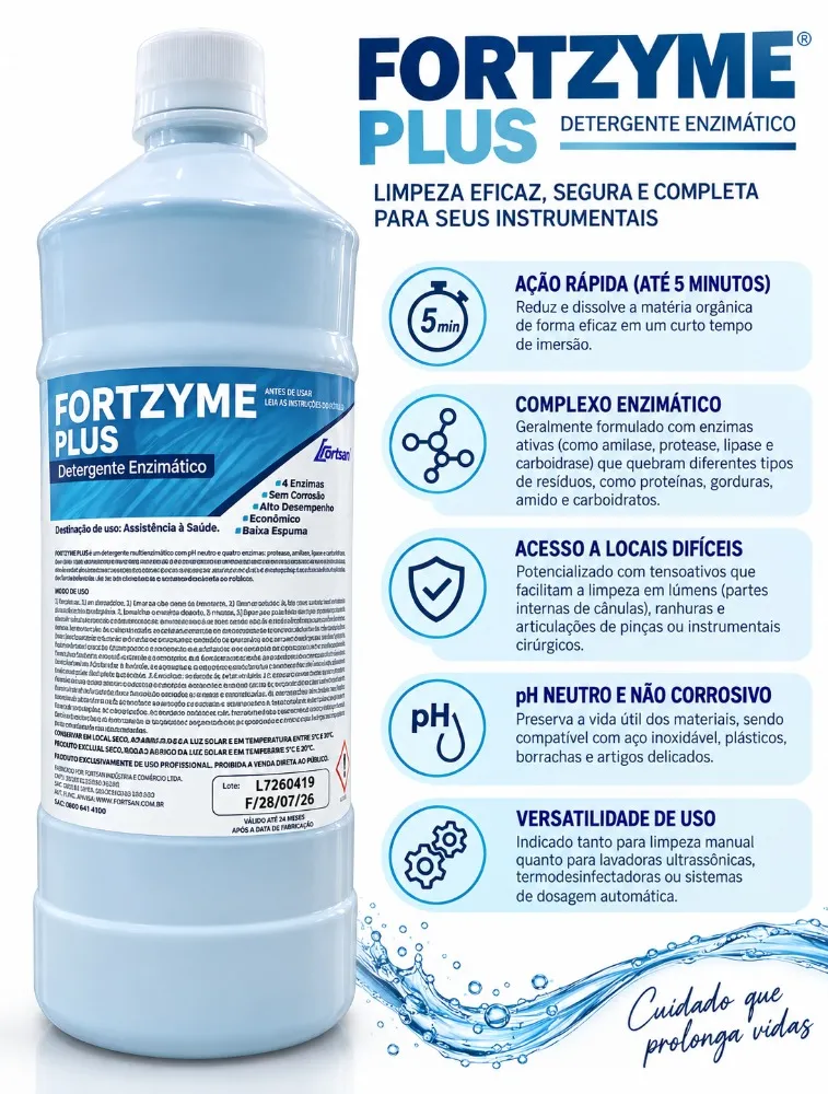 DETERGENTE ENZIMATICO FORTZYME PLUS 4 ENZIMAS - 1LITRO