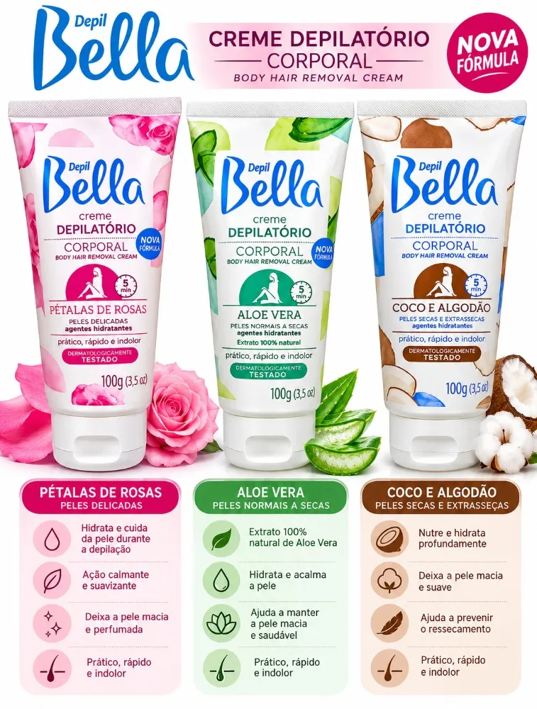 CREME DEPILATÓRIO CORPORAL 100G - DEPIL BELLA