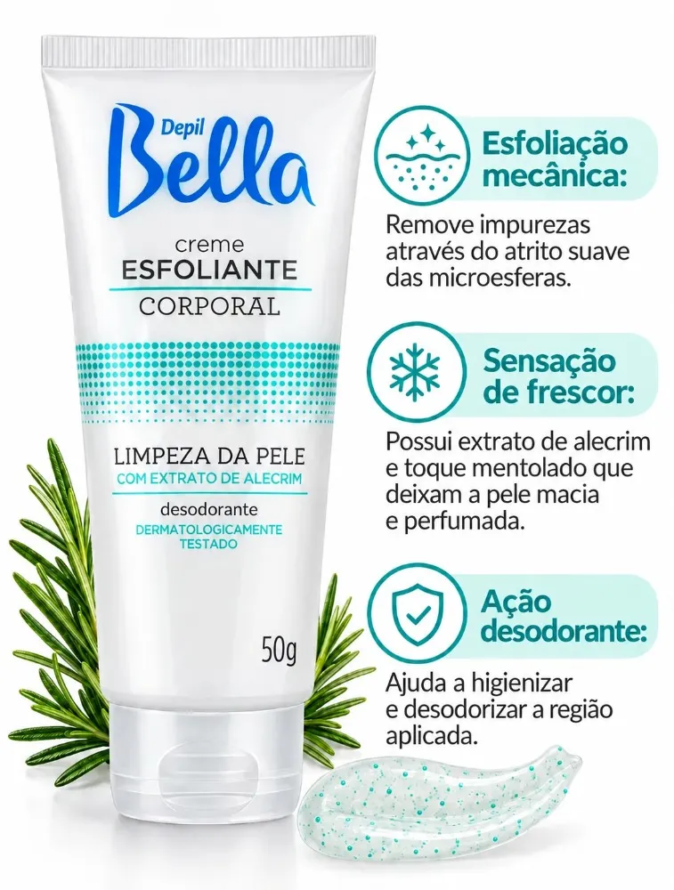 CREME ESFOLIANTE FACIAL ALECRIM 50G - DEPIL BELLA