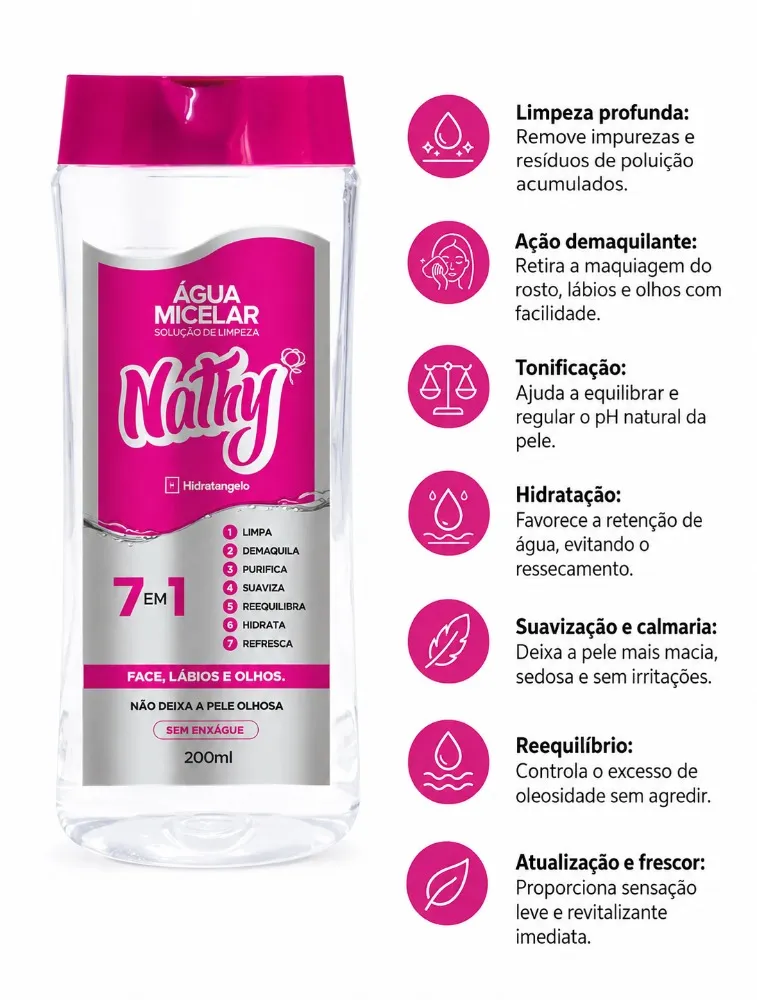 AGUA MICELAR NATHY 7 EM 1 200ML