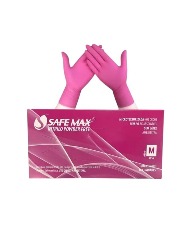 LUVA NITRILICA SAFEMAX ROSA
