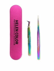 ESTOJO COM PINÇAS HELEN COLOR (VOL RUSSO E RETA) ROSA