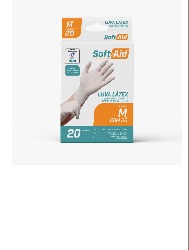 LUVA LATEX C/PO C/20 - TAM M -  SOFT AID