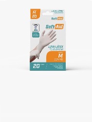 LUVA LATEX C/PO C/20 - TAM M - SOFT AID