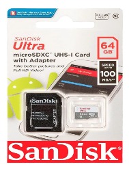 CARTÃO DE MEMORIA MICRO SD 64GB SANDISK ULTRA SDSQUNR-064G-GN3MA