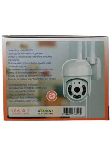 CÂMERA DE SEGURANÇA SMART WIFI - RESISTÊNCIA A ÁGUA INOVA  KV-725