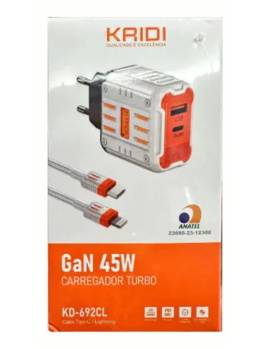 CARREGADOR USB C PARA IPHONE 45W KAIDI KD-692CL