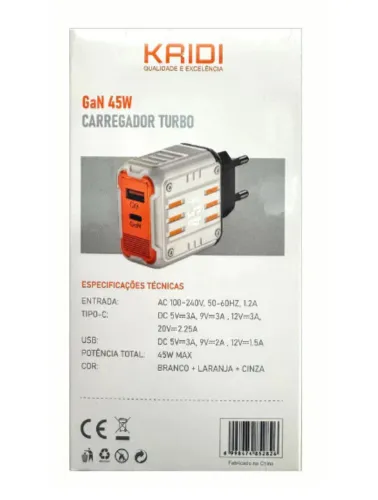 CARREGADOR USB C PARA IPHONE 45W KAIDI KD-692CL