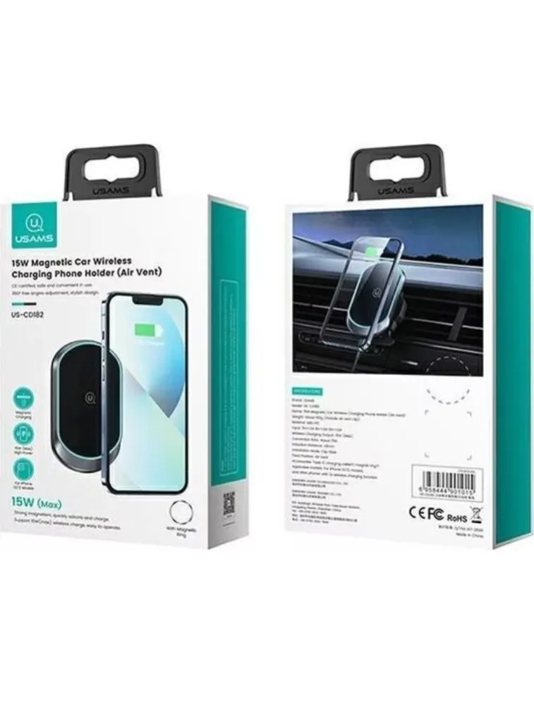 CARREGADOR VEICULAR MAGNETICO 15W USAMS CD182ZJ01