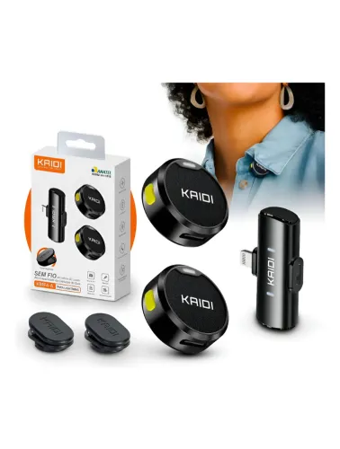 MICROFONE LAPELA KAIDI KMF4-A WIRELESS LIGHTNING PARA IPHONE PRETO