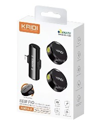 MICROFONE LAPELA KAIDI KMF4-A WIRELESS LIGHTNING PARA IPHONE PRETO