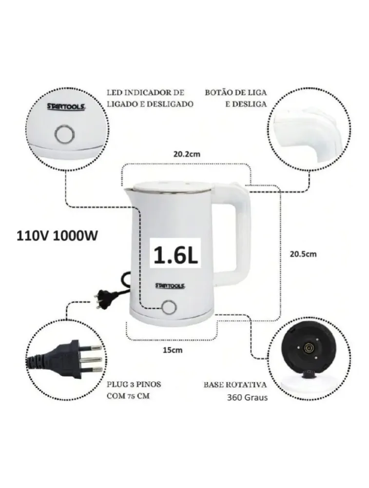CHALEIRA ELÉTRICA 1,6L 110V STARTOOLS AR0561