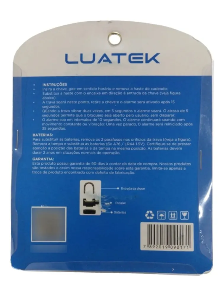 CADEADO ANTI FURTO BICICLETA LUATEK  LK-BL17