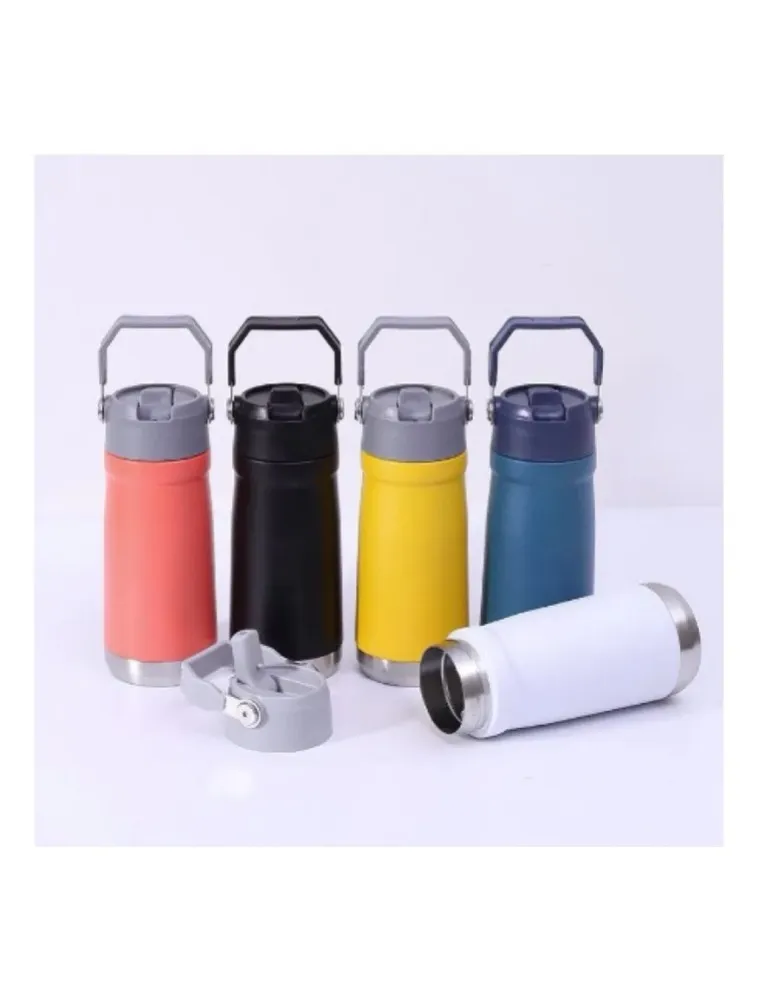 GARRAFA TÉRMICA 650ML AÇO INOX CANUDO BICO FLIP ANTIVAZAMENTO PAREDE DUPLA