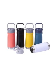 GARRAFA TÉRMICA 650ML AÇO INOX CANUDO BICO FLIP ANTIVAZAMENTO PAREDE DUPLA