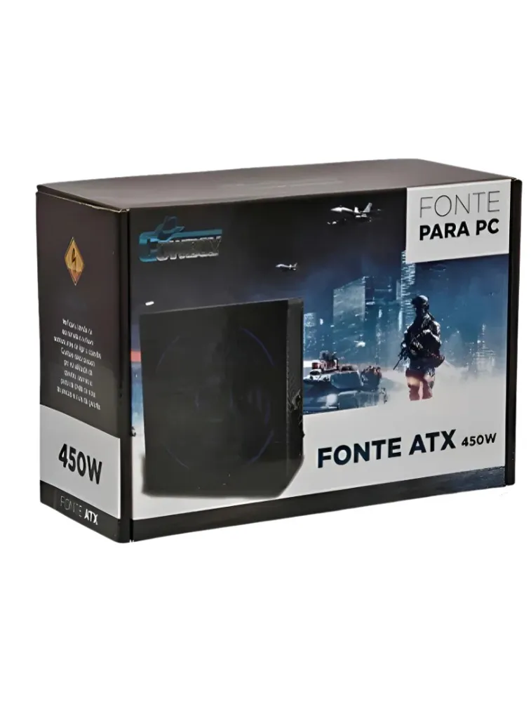FONTE ATX PC GAMER 450W REAL BIVOLT COWBOY SILENCIOSA KNUP KP-533