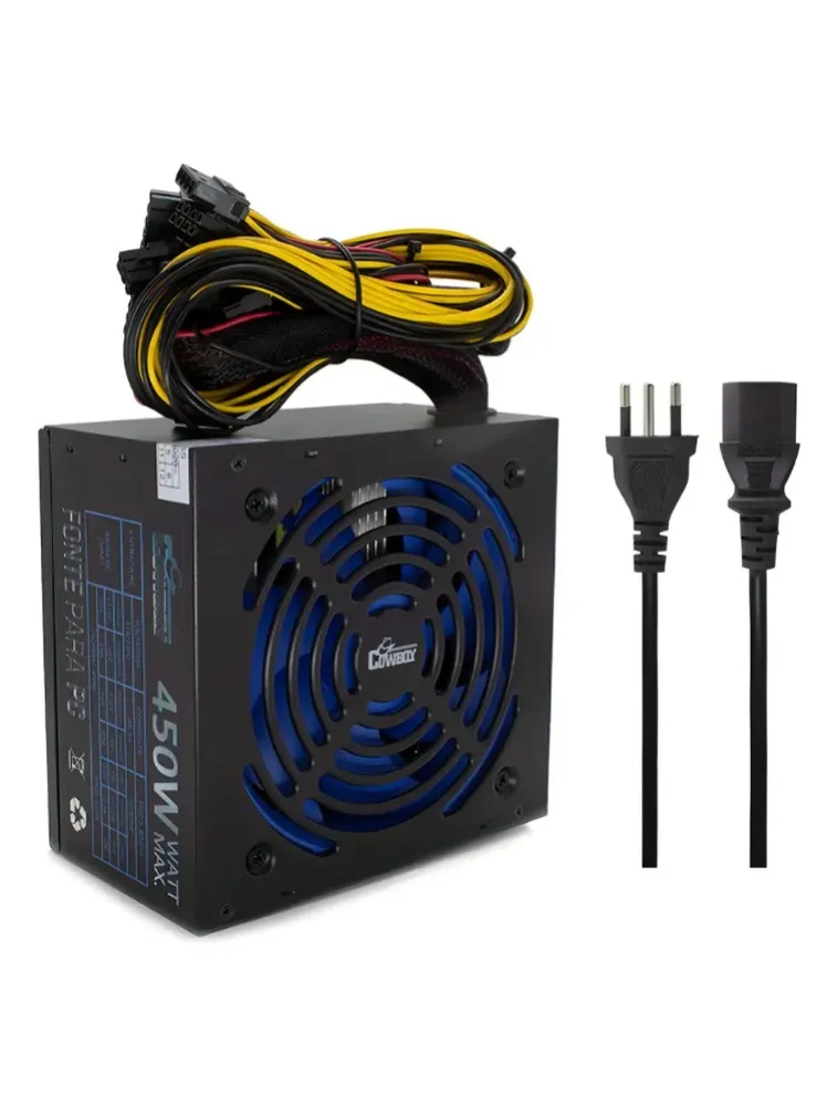 FONTE ATX PC GAMER 450W REAL BIVOLT COWBOY SILENCIOSA KNUP KP-533