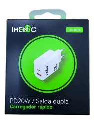 CARREGADOR TURBO SAÍDA DUPLA USB A + USB C IMENSO IMS-257B BRANCO