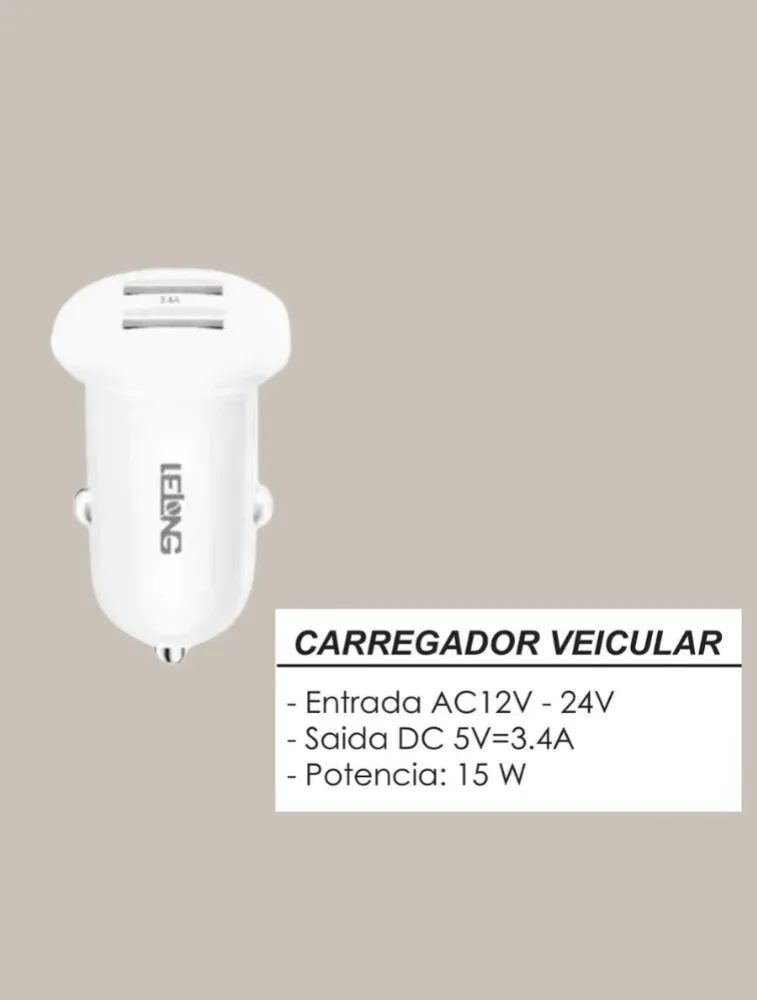 CARREGADOR VEICULAR LELONG LE-534