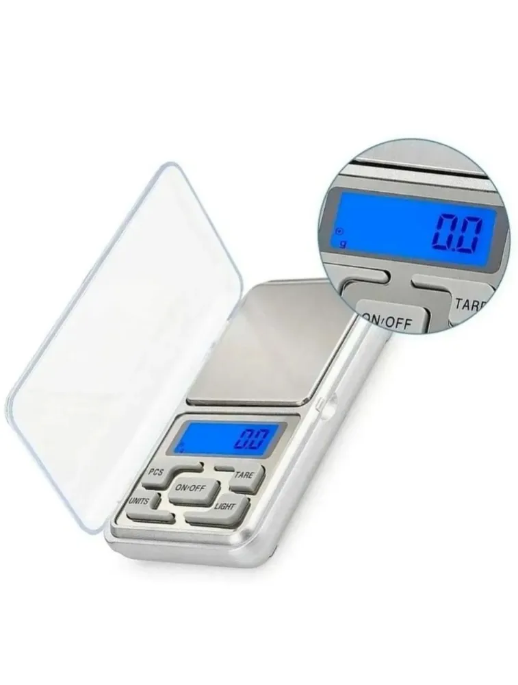 MINI BALANÇA DIGITAL DE BOLSO E ALTA PRECISÃO 0,1G ATÉ 500G CAPACIDADE MÁXIMA 0.5 KG COR PRATEADO MH-500