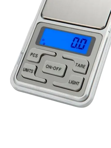 MINI BALANÇA DIGITAL DE BOLSO E ALTA PRECISÃO 0,1G ATÉ 500G CAPACIDADE MÁXIMA 0.5 KG COR PRATEADO MH-500