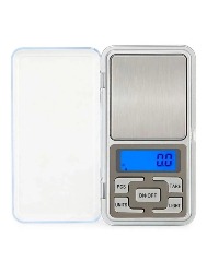 MINI BALANÇA DIGITAL DE BOLSO E ALTA PRECISÃO 0,1G ATÉ 500G CAPACIDADE MÁXIMA 0.5 KG COR PRATEADO MH-500
