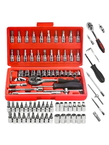 KIT 46 CHAVE CATRACA JOGO DE SOQUETES ALLEN TORX FERRAMENTAS LUM1001