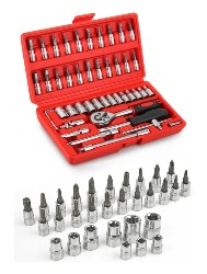 KIT 46 CHAVE CATRACA JOGO DE SOQUETES ALLEN TORX FERRAMENTAS LUM1001