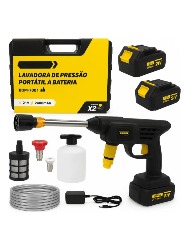 LAVADORA JATO ALTA PRESSÃO PORTÁTIL 2 BATERIAS RECARREGÁVEL BOM-7001