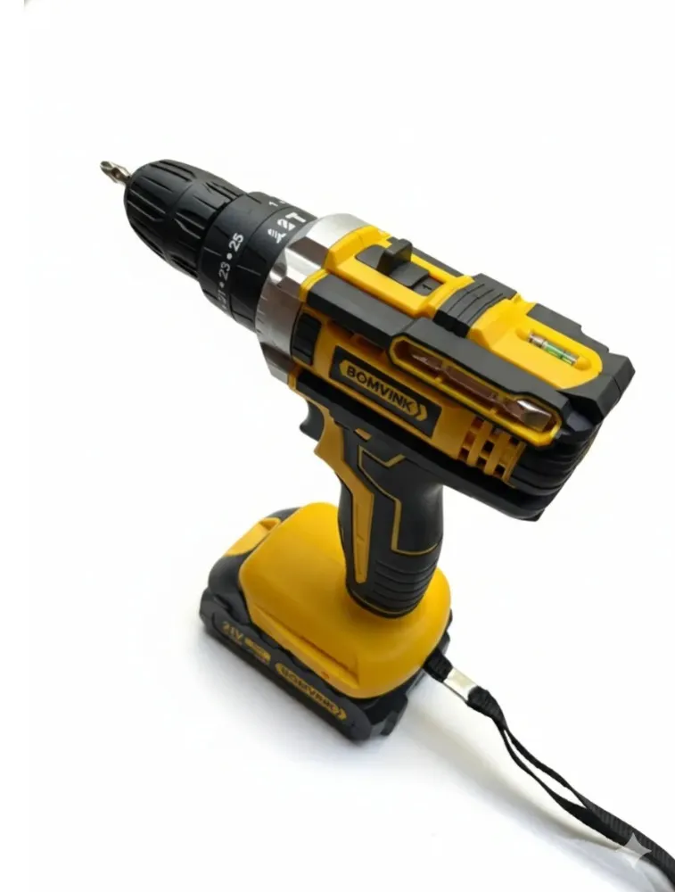 PARAFUSADEIRA FURADEIRA BATERIA 21V BOMVINK SEM FIO BOM-9961 AMARELA E PRETA 21V
