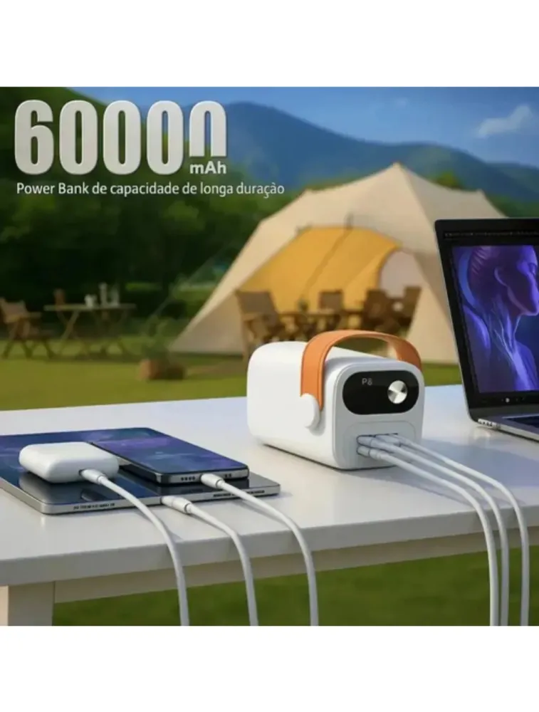 POWER BANK 60000 MAH CARREGADOR PORTATIL TURBO RAPIDO ELETRO MEX EL-2985