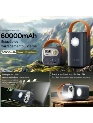 POWER BANK 60000 MAH CARREGADOR PORTATIL TURBO RAPIDO ELETRO MEX EL-2985