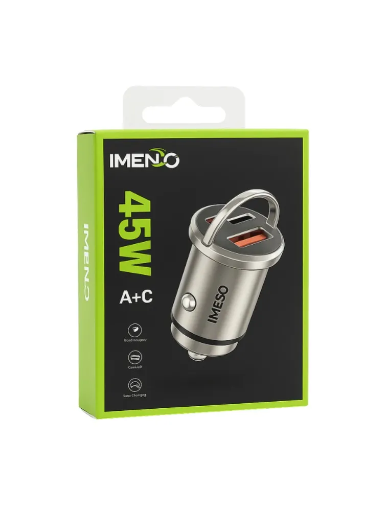 CARREGADOR VEICULAR IMENSO IMS210 45W USB/USB-C QUICK CHARGE COR PRATEADO