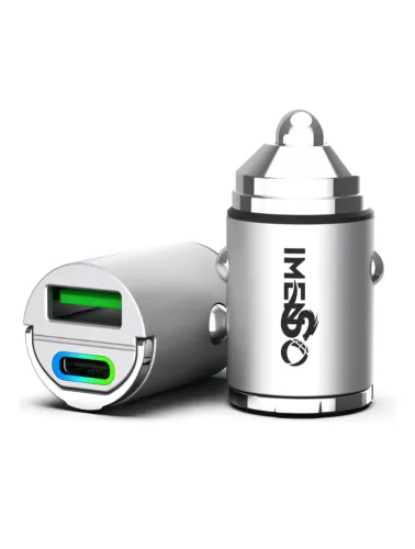 CARREGADOR VEICULAR IMENSO IMS210 45W USB/USB-C QUICK CHARGE COR PRATEADO
